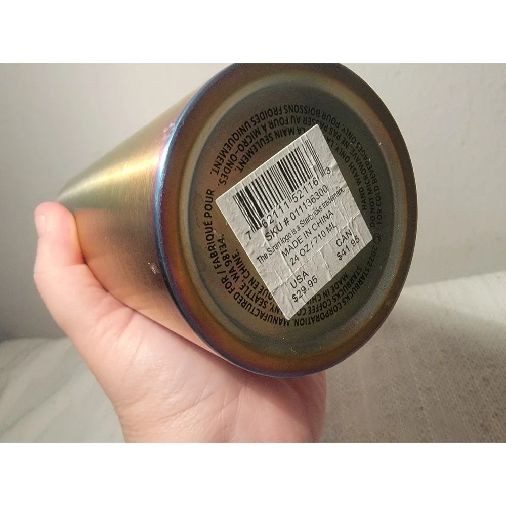 Starbucks‎ Stainless Steel Pink Halo cup tumbler 24oz 2022 No Straw EUC